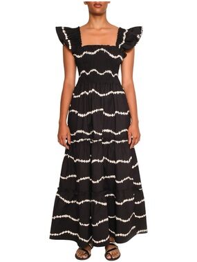 The Lulo Project Smocked Stretch Cotton Maxi Dress Medium NWT